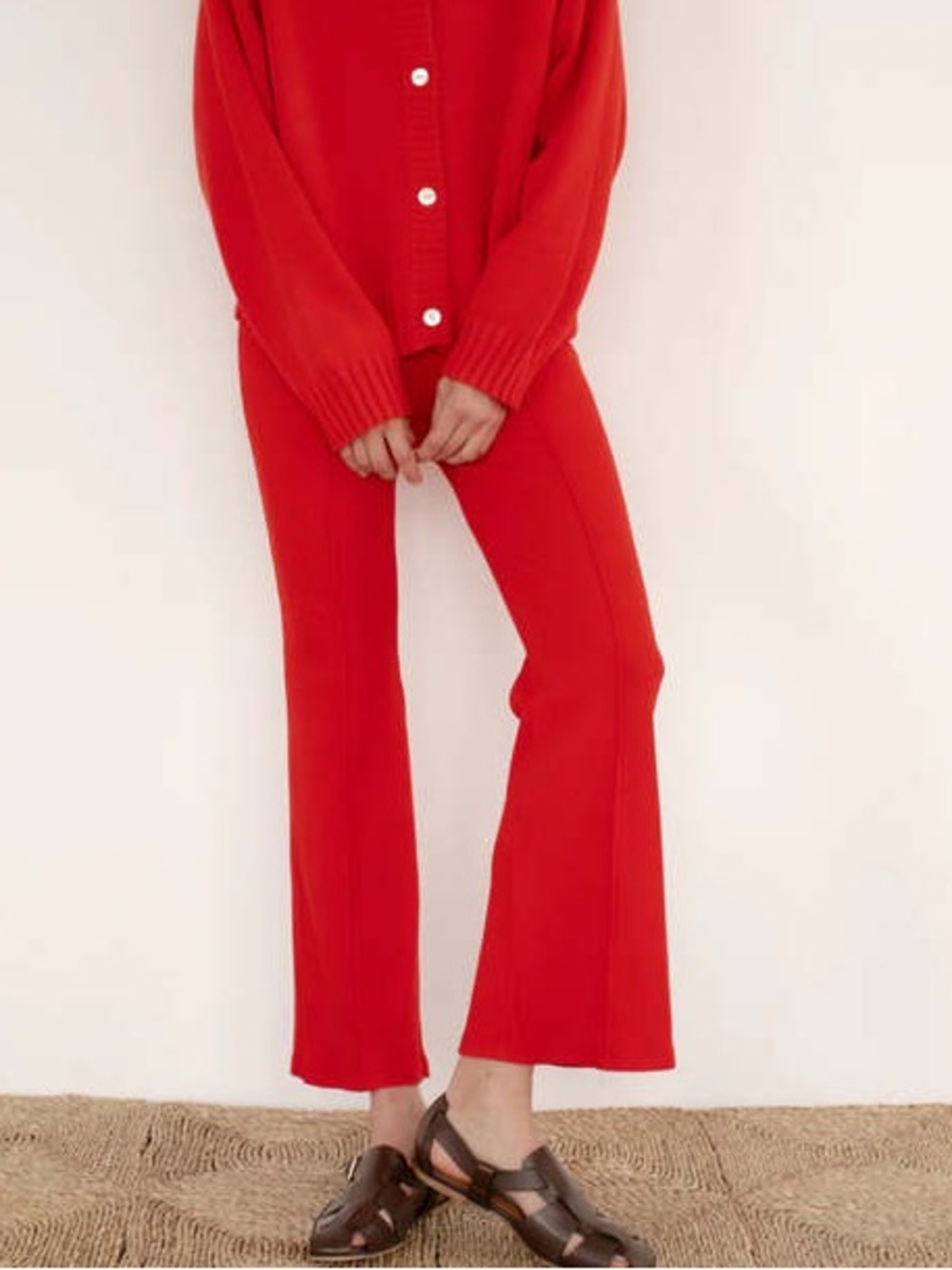 Donni The Rib Kick Flare in Tomato Size XXS